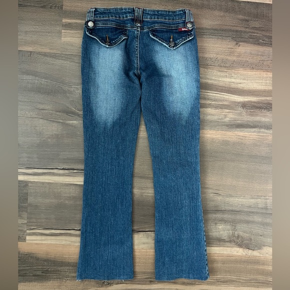 Y2K Star Low Rise Bootcut Raised Front Stitch Seam Jeans Stone Wash Jeans Size 3 - Picture 5 of 10